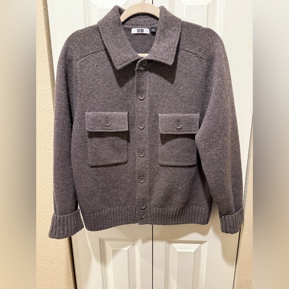 Uniqlo Lambswool 100% Unisex Brown Cardigan , size XS - Picture 5 of 10